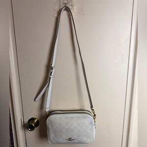 Coach White Signature Crossbody with Gold Hardware